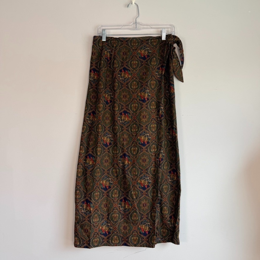 Vintage Central Falls Equestrian Wrap Cotton Skirt Medium Paisley Western Horse